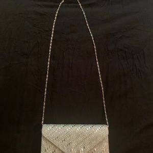 Silver rhinestone clutch